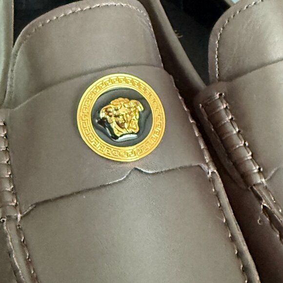 Versace 1015591 Dark Brown Leather Driver Shoes with Medusa plaque, many sizes - Picture 5 of 12